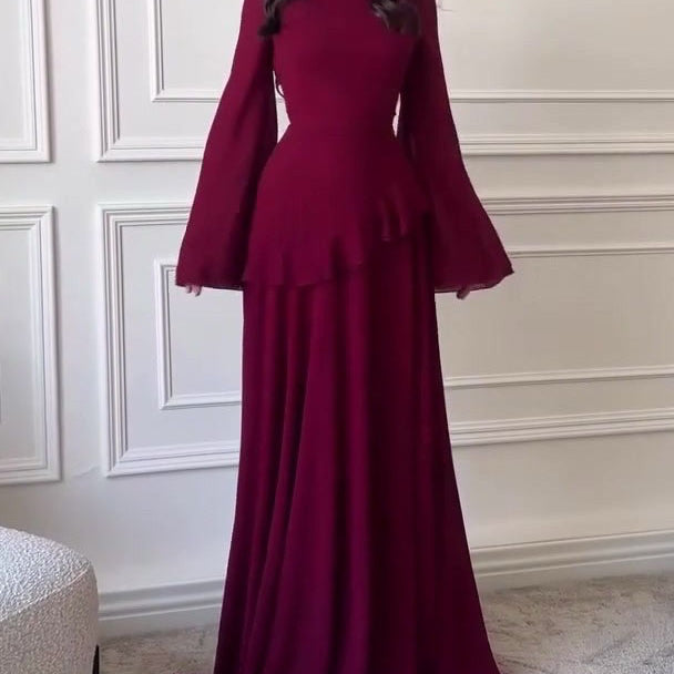 Robe mi-longue à manches lanternes et imprimé graffiti, nouée à la taille