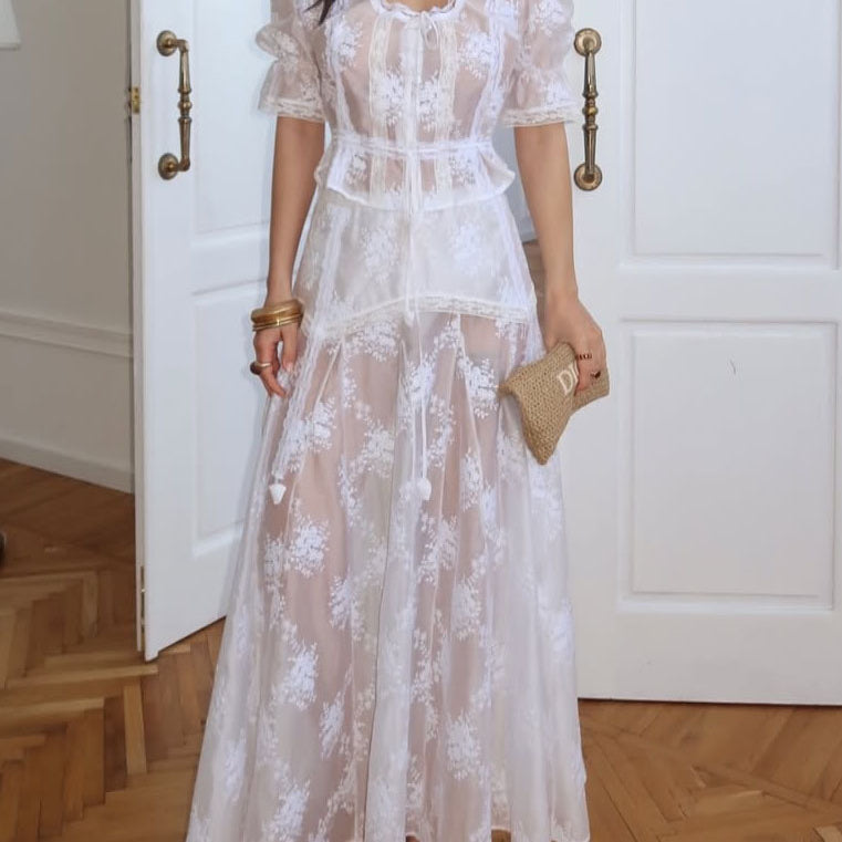 Elegant Lace Two Piece Skirt Set