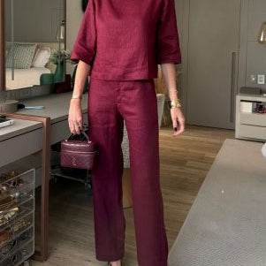 Solid Two Piece Pants Set