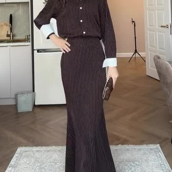 Striped Bodycon Skirt Set