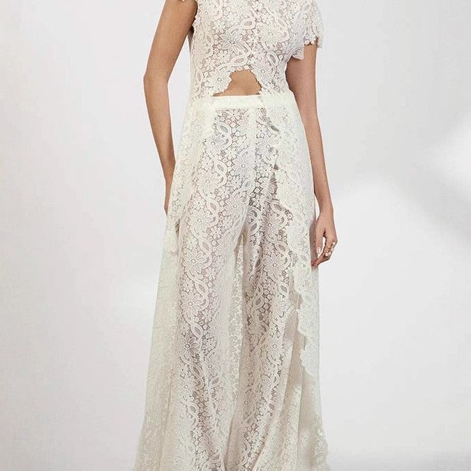 Fashion Lace Two Piece Pants Set