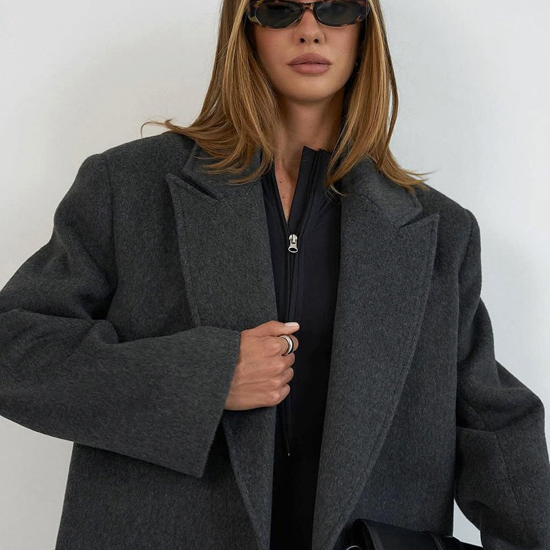 Belted Waist-Defining Wool Blazer