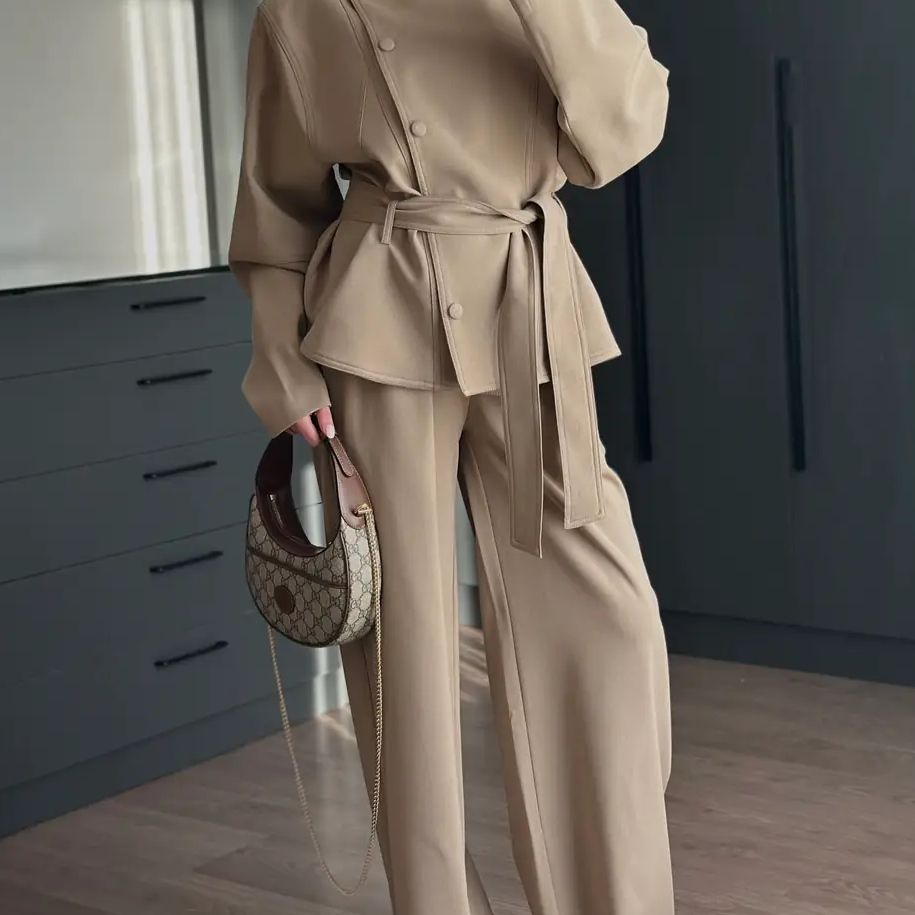 Stand Collar Jacket & Pants Set