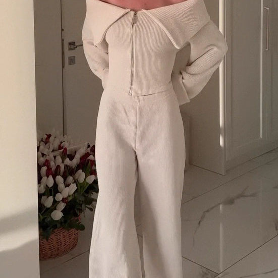 Zippered Jacket & Pants Casual Set