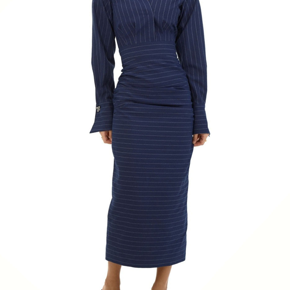 Striped Slim-Fit Midi Shirtdress