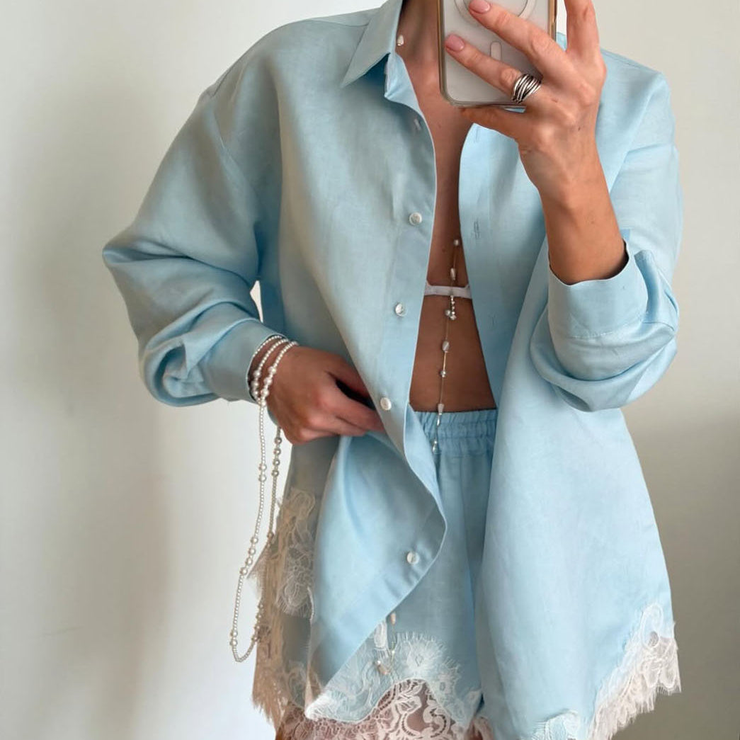 Lace Paneled Two-Piece Set