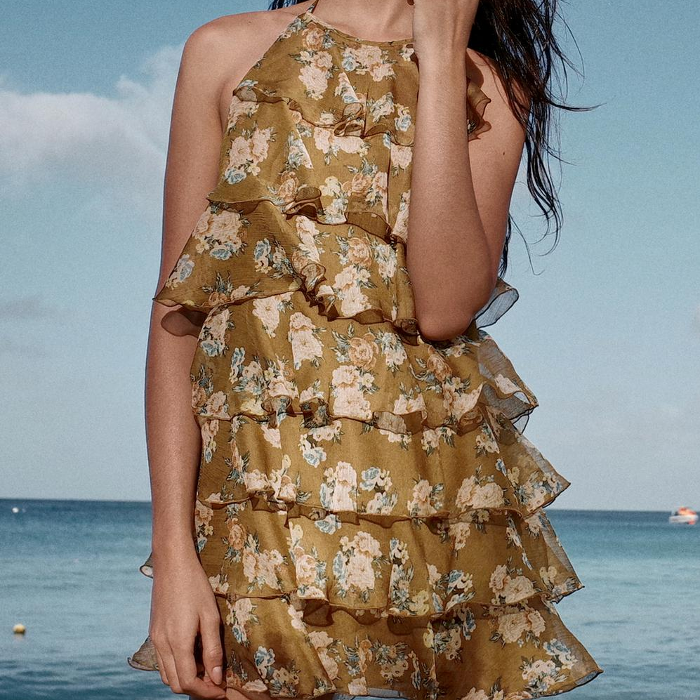 Ruffled Floral Mini Dress