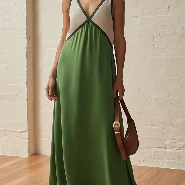 Robe midi sans manches en dentelle brodée