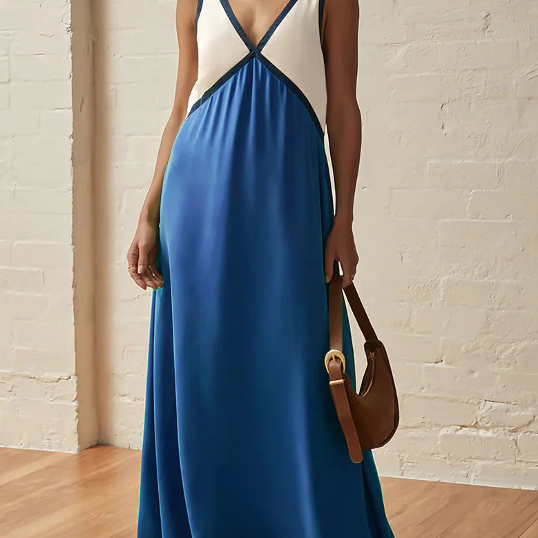 Robe midi sans manches en dentelle brodée