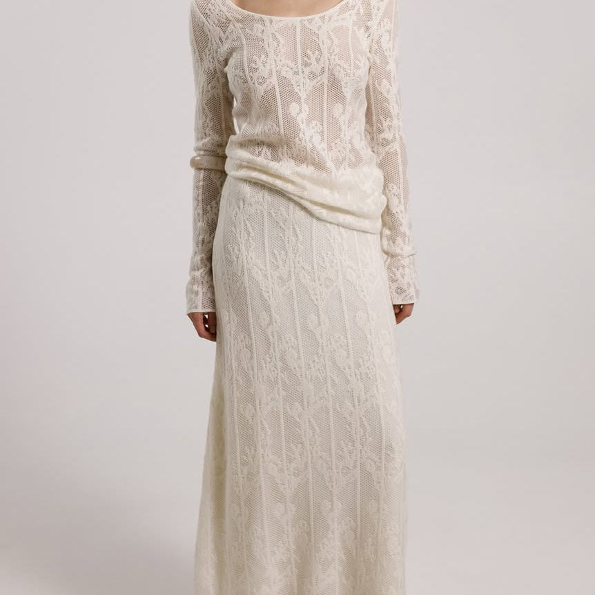 Elegant Lace Maxi Skirt Set