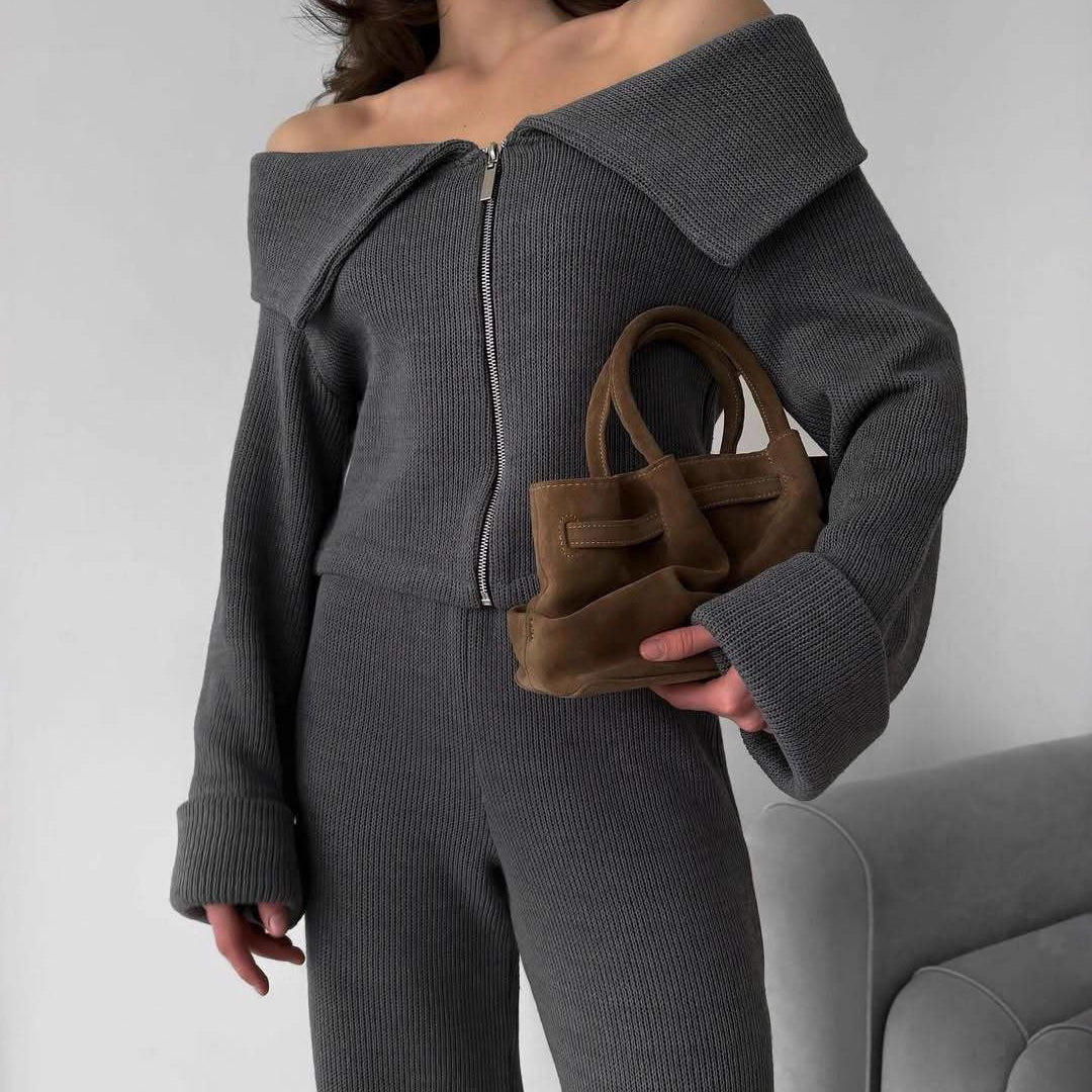Zippered Jacket & Pants Casual Set