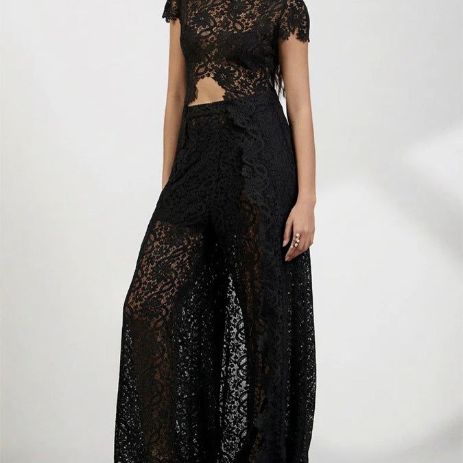Fashion Lace Two Piece Pants Set