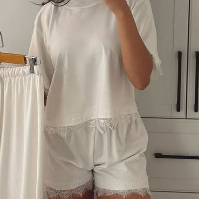 Comfort Lace Paneled Two-Piece Set