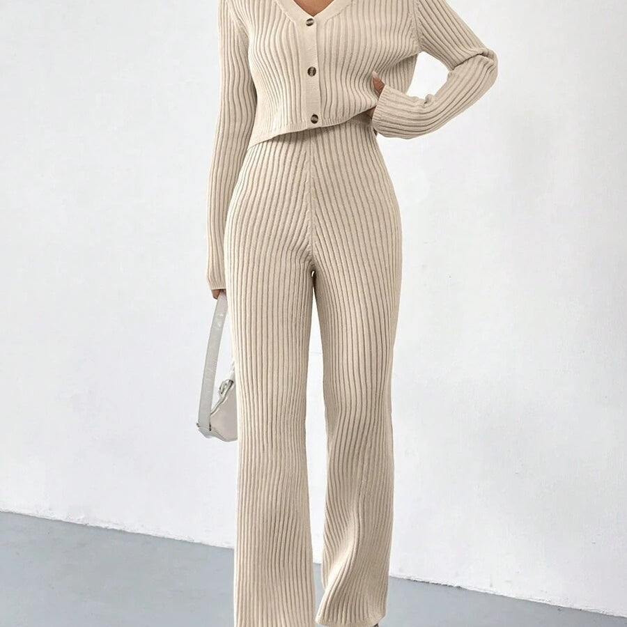 Relaxed Straight-Leg Pants Set