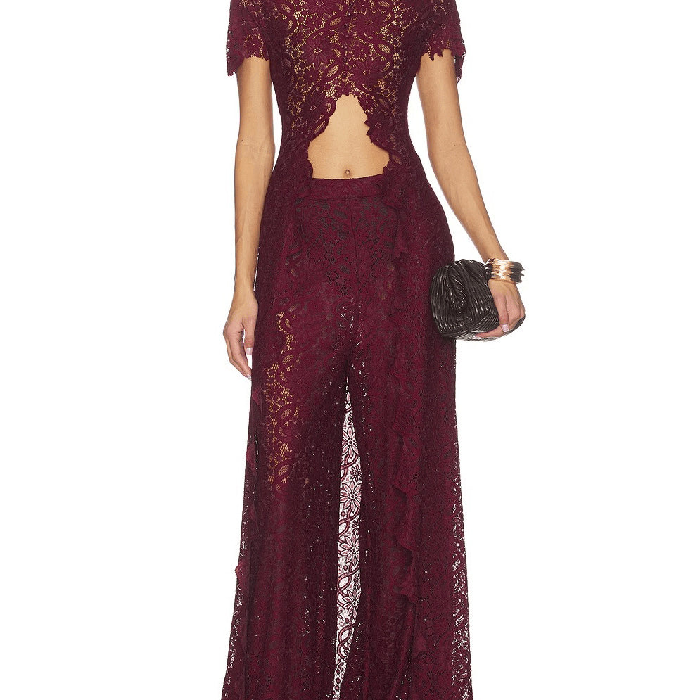 Fashion Lace Two Piece Pants Set