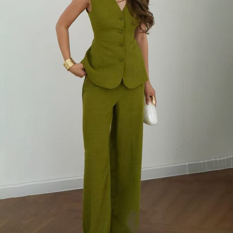 Clean-Line Two-Piece Pants Set