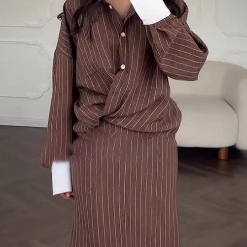 Striped Bodycon Skirt Set