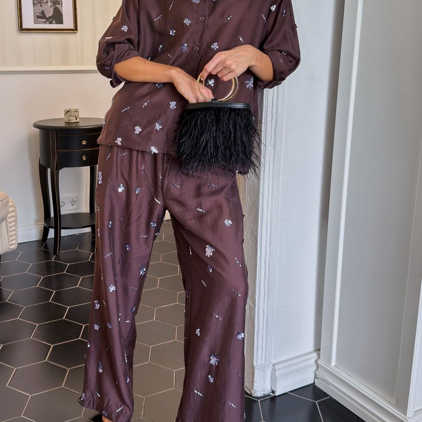 Sequin Two Piece Pants Set