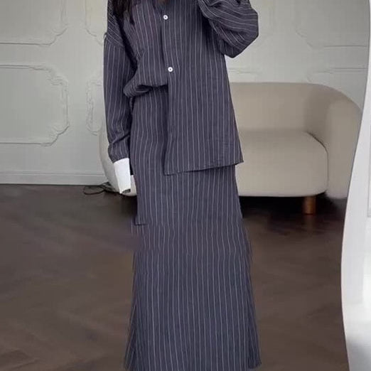 Striped Bodycon Skirt Set