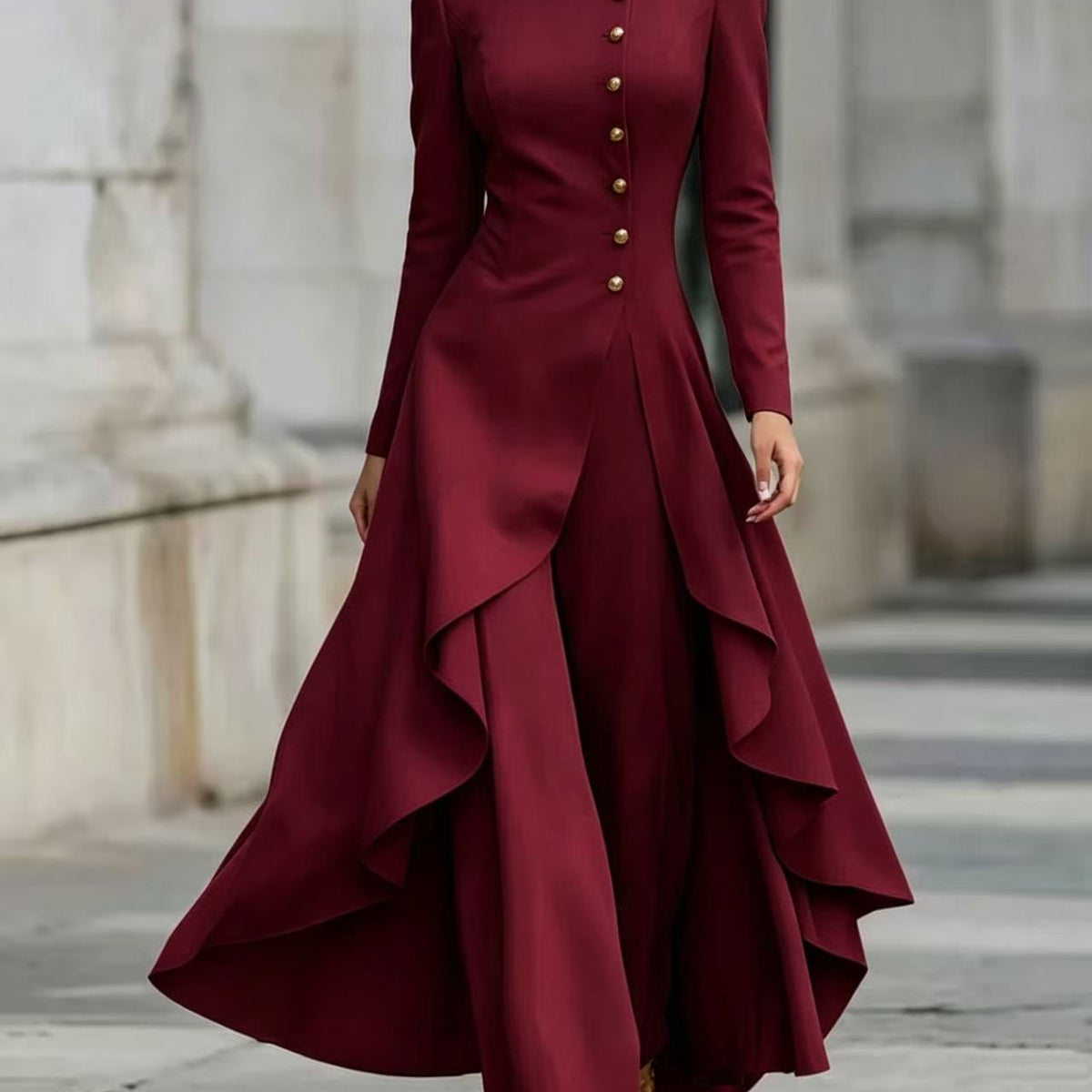 Midikleid mit Laternenärmeln, Graffiti-Print und Taillenschnürung