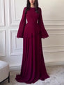 Slim-Fit Long-Sleeve Waist-Cinching Maxi Dress