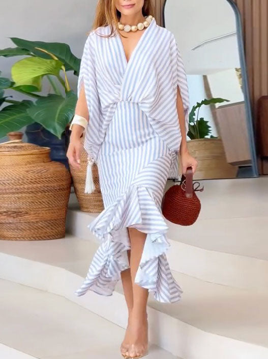 Striped Relaxed-Fit Two-Piece Skirt Set