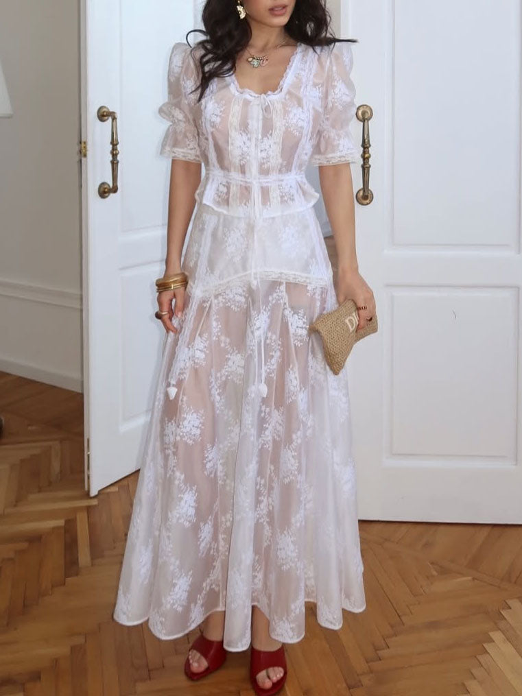 Elegant Lace Two Piece Skirt Set