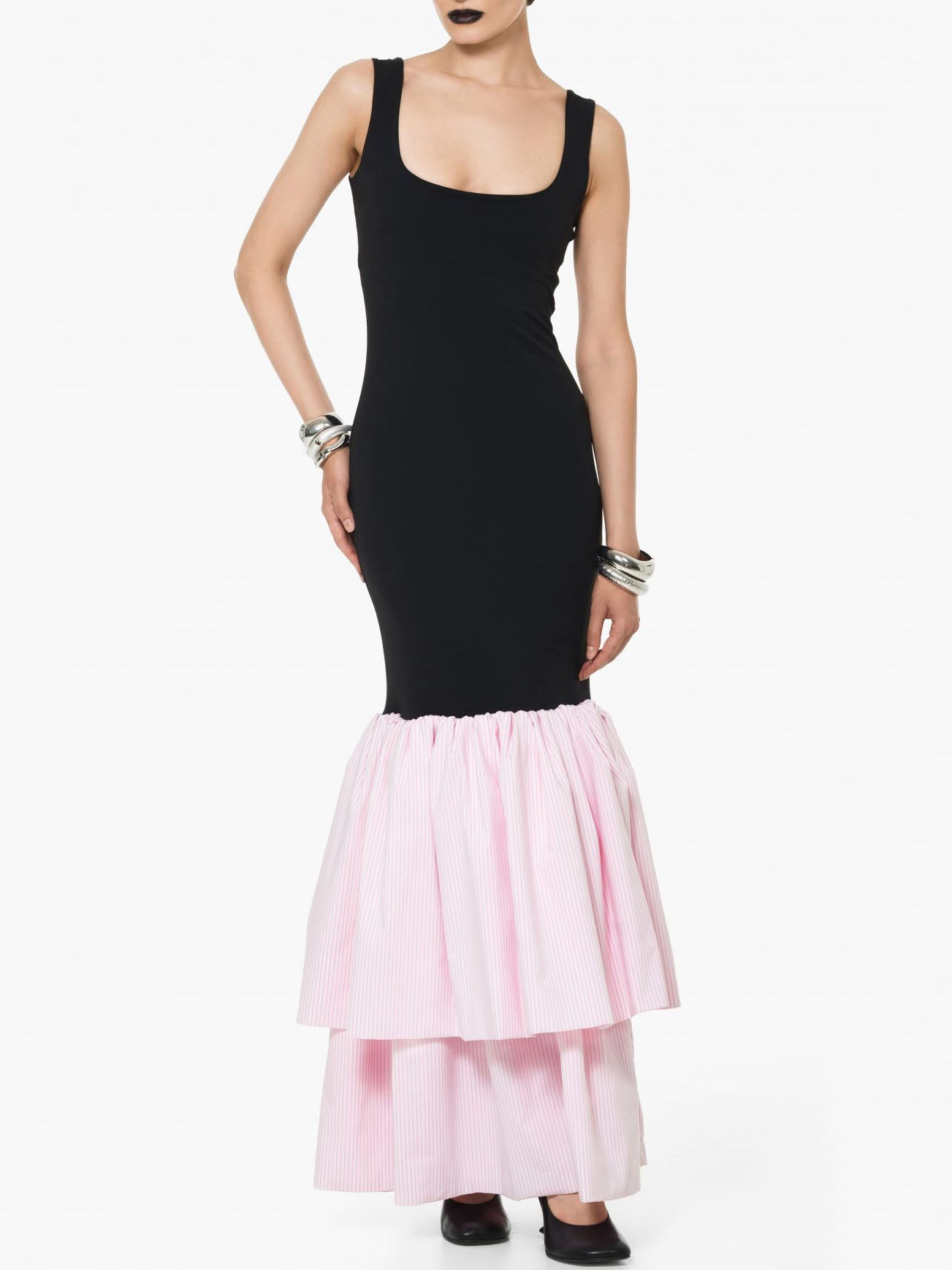Robe mi-longue à manches lanternes et imprimé graffiti, nouée à la taille