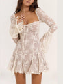 Elegant Lace Bell-Sleeve Mini Dress