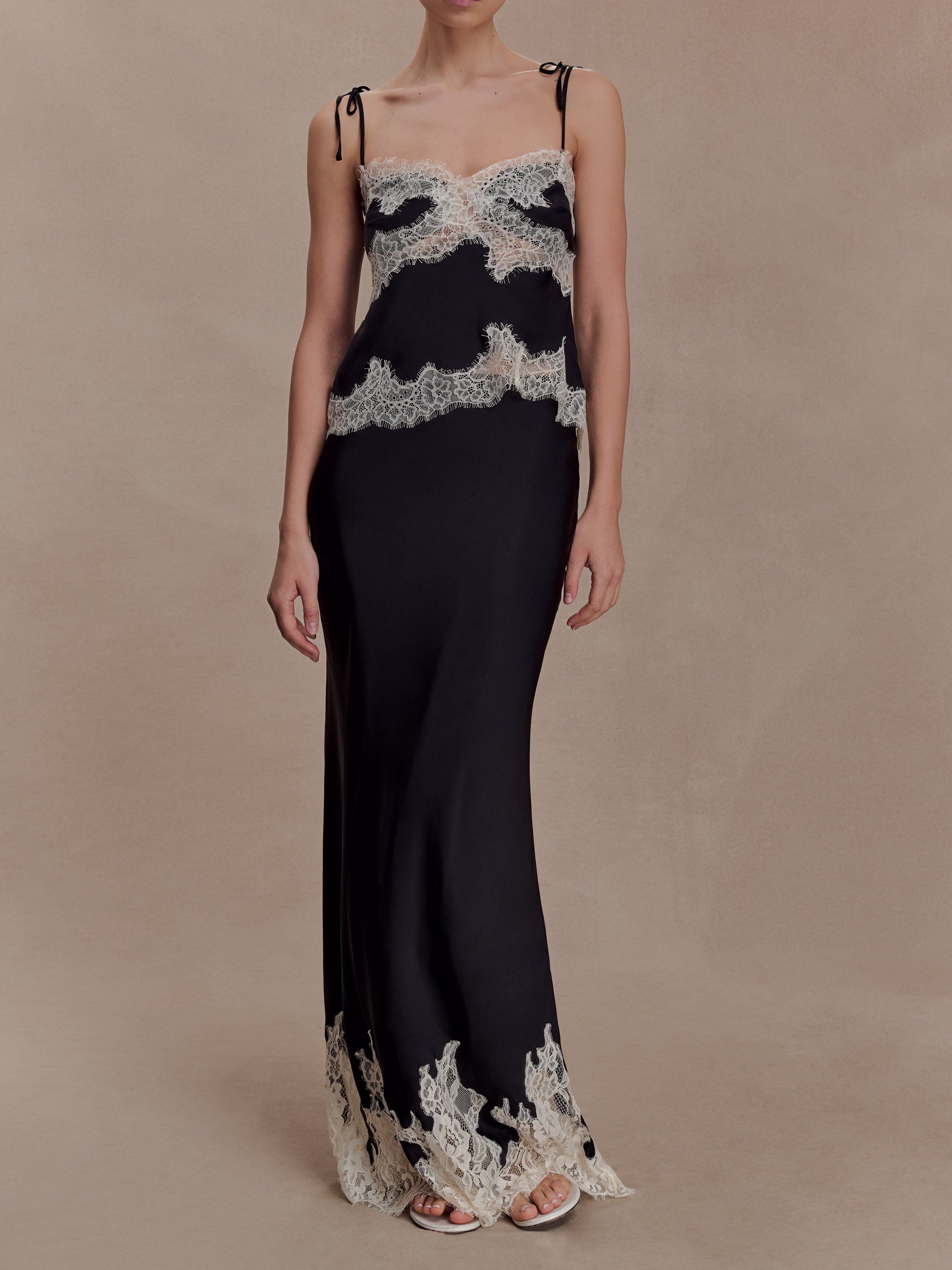 Satin And Lace Two Piece Skirt Set