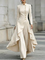Waist-Defining Longline Blazer & Wide-Leg Pants Set