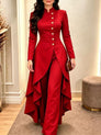 Waist-Defining Longline Blazer & Wide-Leg Pants Set