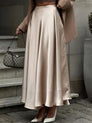 Satin Pleated A-line Flowy Maxi Skirt