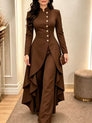 Waist-Defining Longline Blazer & Wide-Leg Pants Set