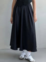 Satin Pleated A-line Flowy Maxi Skirt