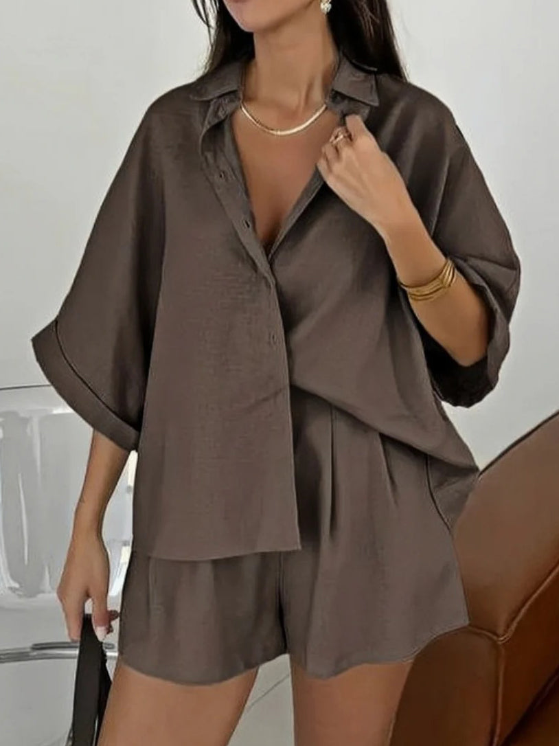 Oversize-Shorts-Set mit Streifenmuster