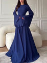 Slim-Fit Long-Sleeve Waist-Cinching Maxi Dress