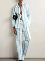 Ensemble pantalon large brodé de fleurs