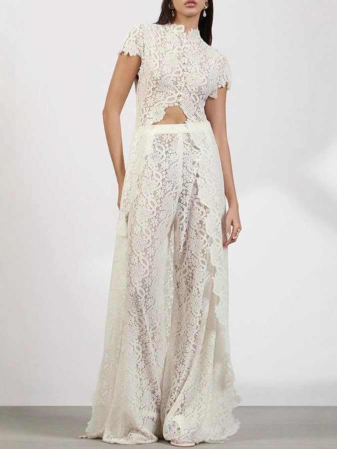 Fashion Lace Two Piece Pants Set