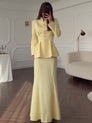 Vintage Elegant Long Sleeve Skirt Set