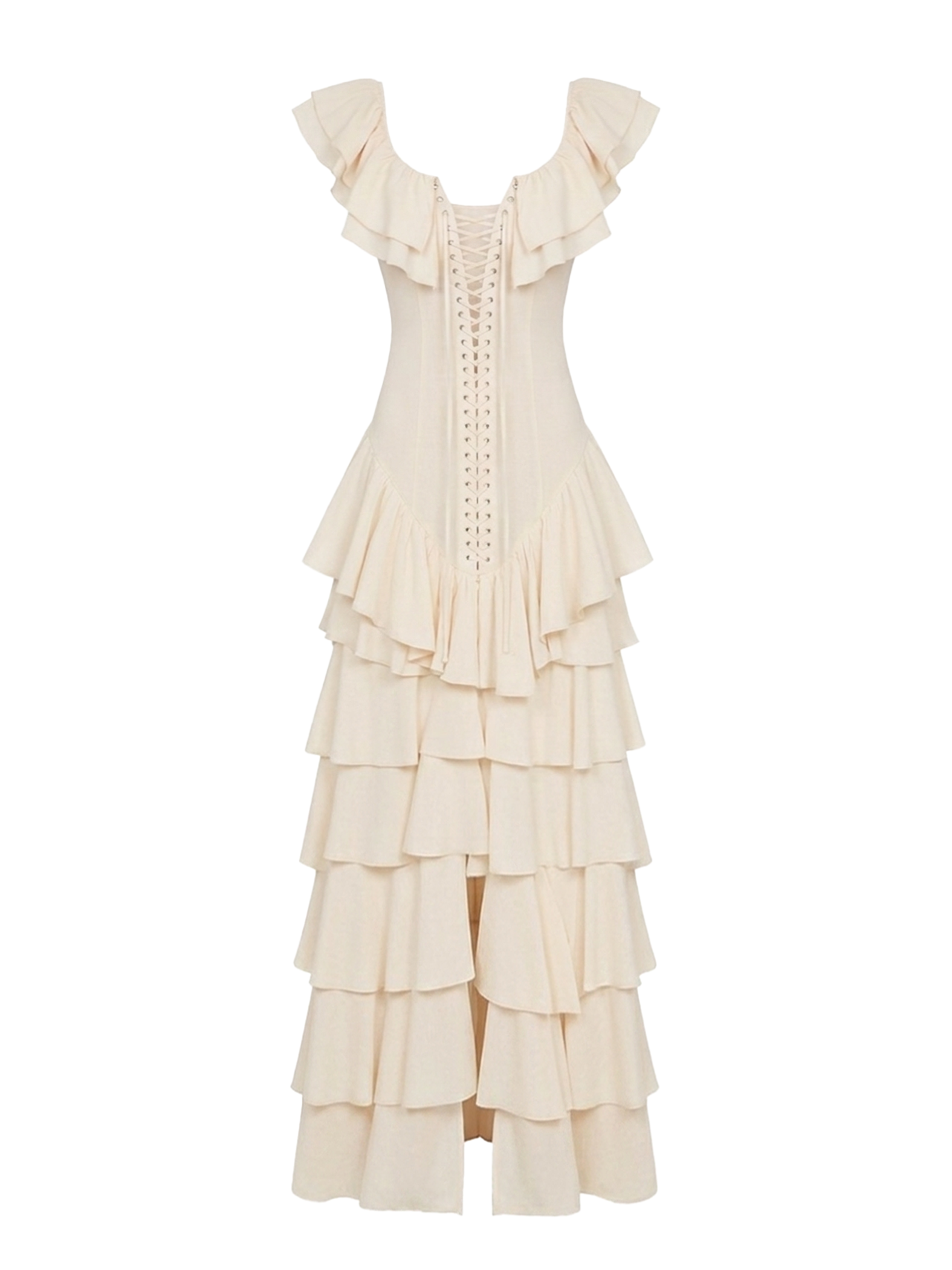 Ruffled Front Tie Maxi Dress