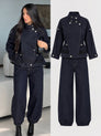 Designer Denim Two-Piece Pants Set