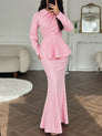 Elegant Long Sleeve Skirt Set