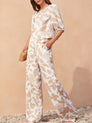 Botanical Floral Print Half Sleeve Pants Set