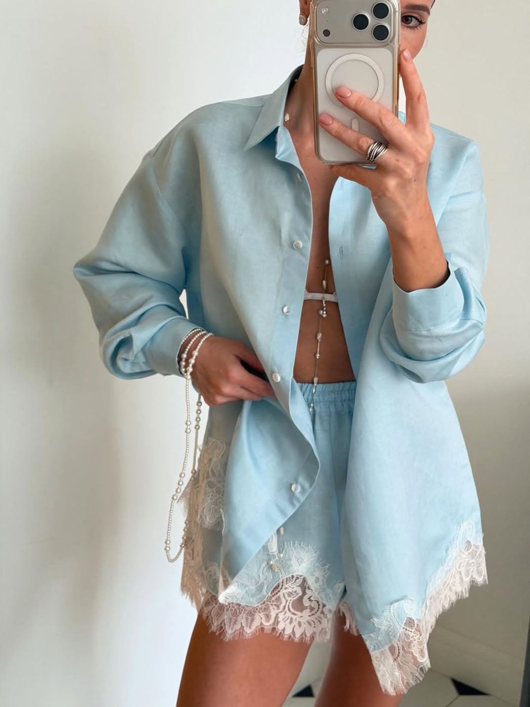 Lace Paneled Two-Piece Set