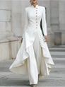 Waist-Defining Longline Blazer & Wide-Leg Pants Set