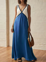 Color Block Sleeveless Backless Maxi Dress
