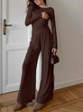 Chemise à col châle à rayures avec pantalon