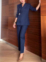 Chemise à col châle à rayures avec pantalon