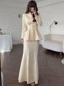 Vintage Elegant Long Sleeve Skirt Set